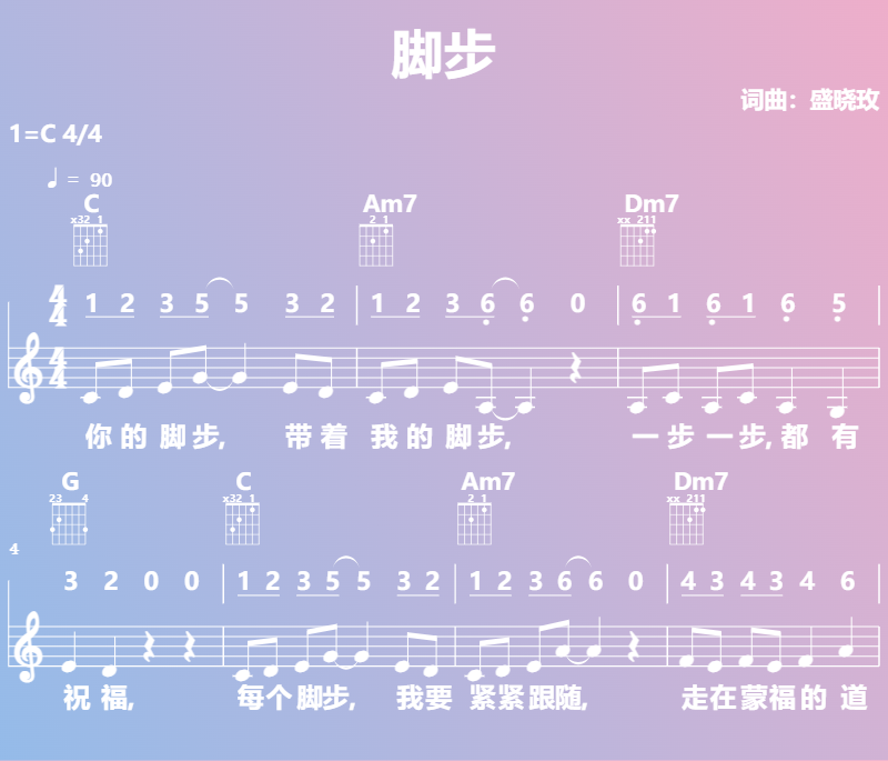 赞美诗歌谱：脚步 (五线谱|简谱|和弦)